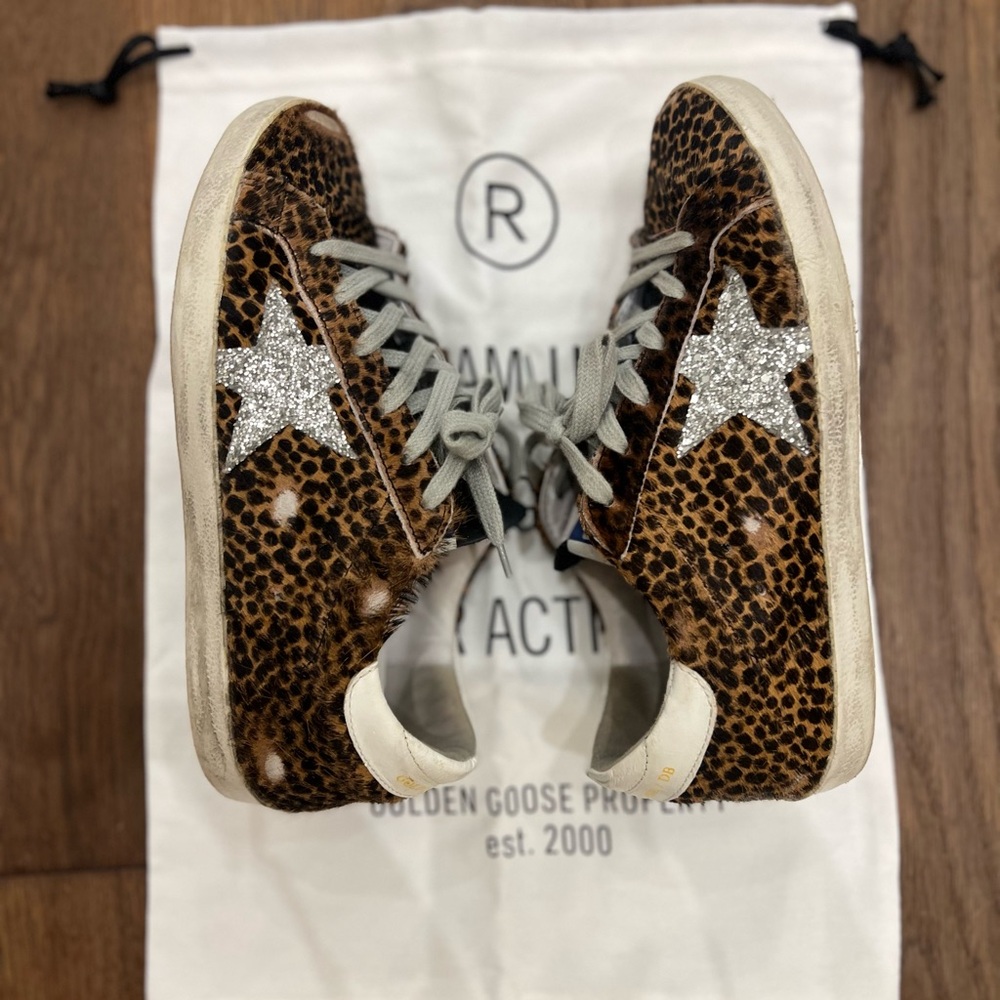 Authentic Golden Goose Leopard Print Sneakers